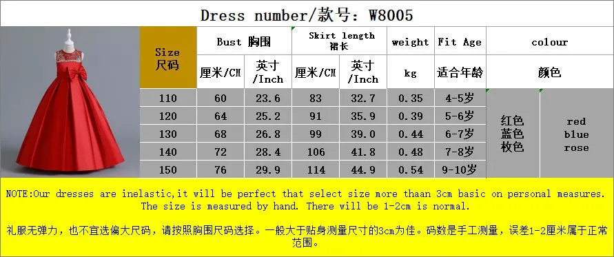 New Children&prime;s Princess Style Clothing Girl&prime;s Bow Embroidery Beaded Wear Stage Performance Dress
