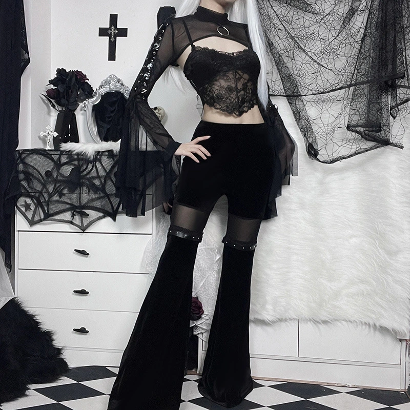 Lady Gothic Punk Black Trouser
