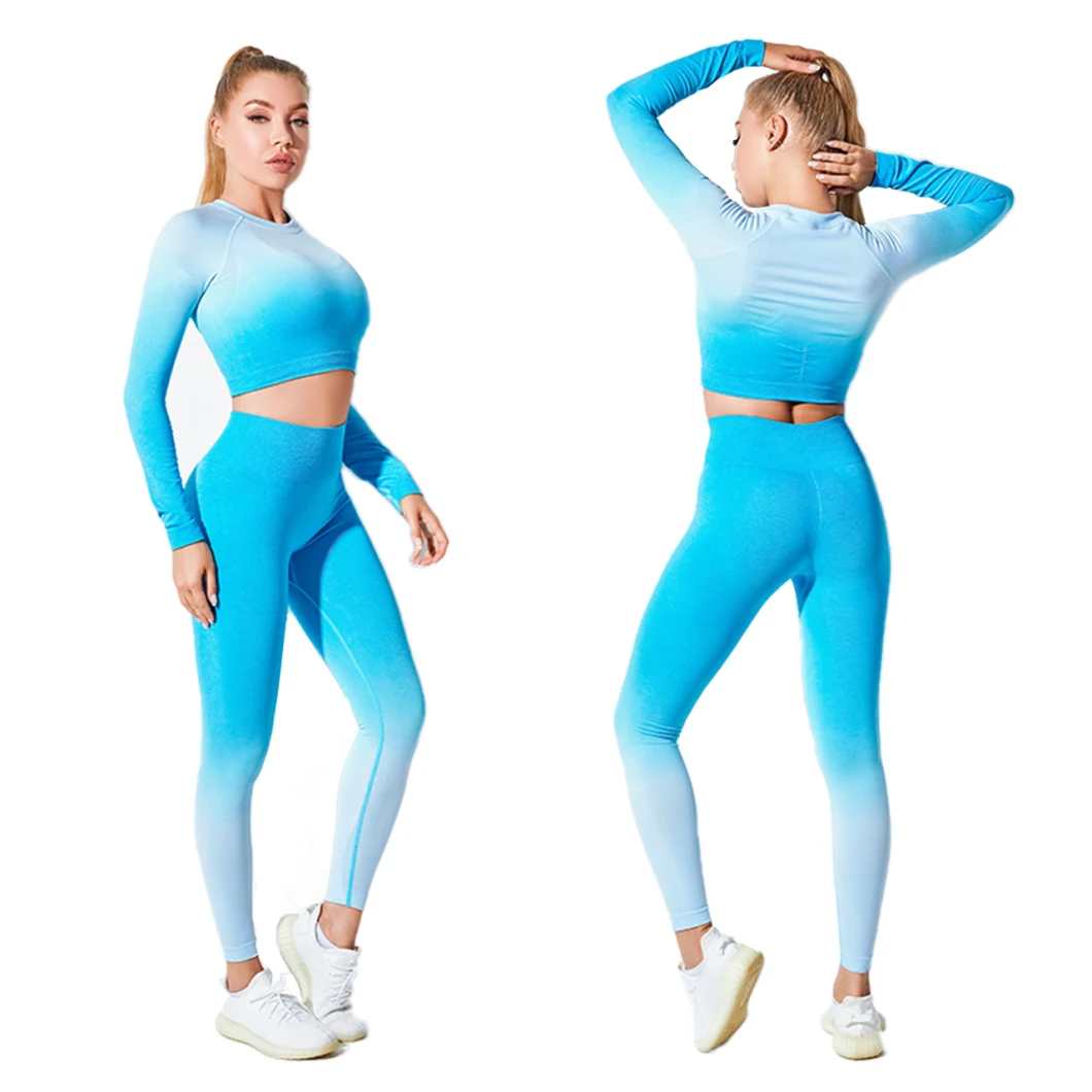 Gradient Shaping Fitness Set Comfortable Running Wear Womens Yoga Suit