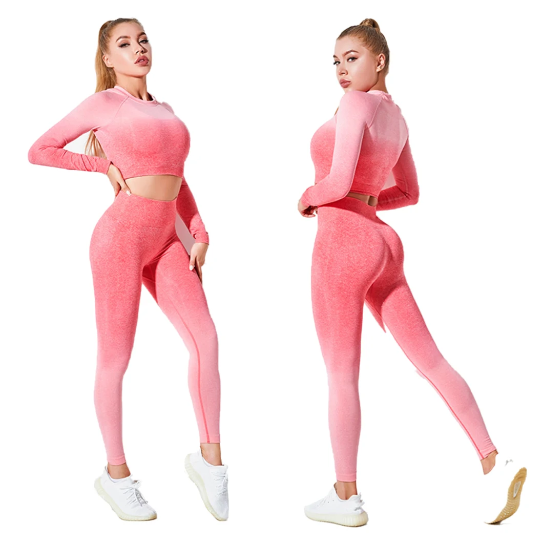 Gradient Shaping Fitness Set Comfortable Running Wear Womens Yoga Suit