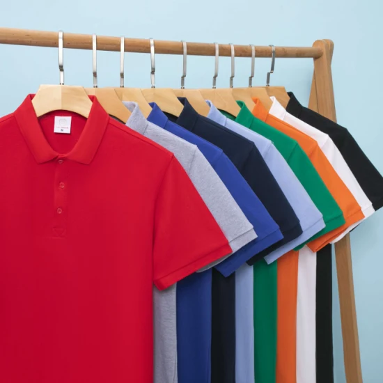 Corporate Apparel Customized Work Wear Men 100% Cotton Short Sleeve Blue Embroidered Custom Golf Performance Polo Shirt