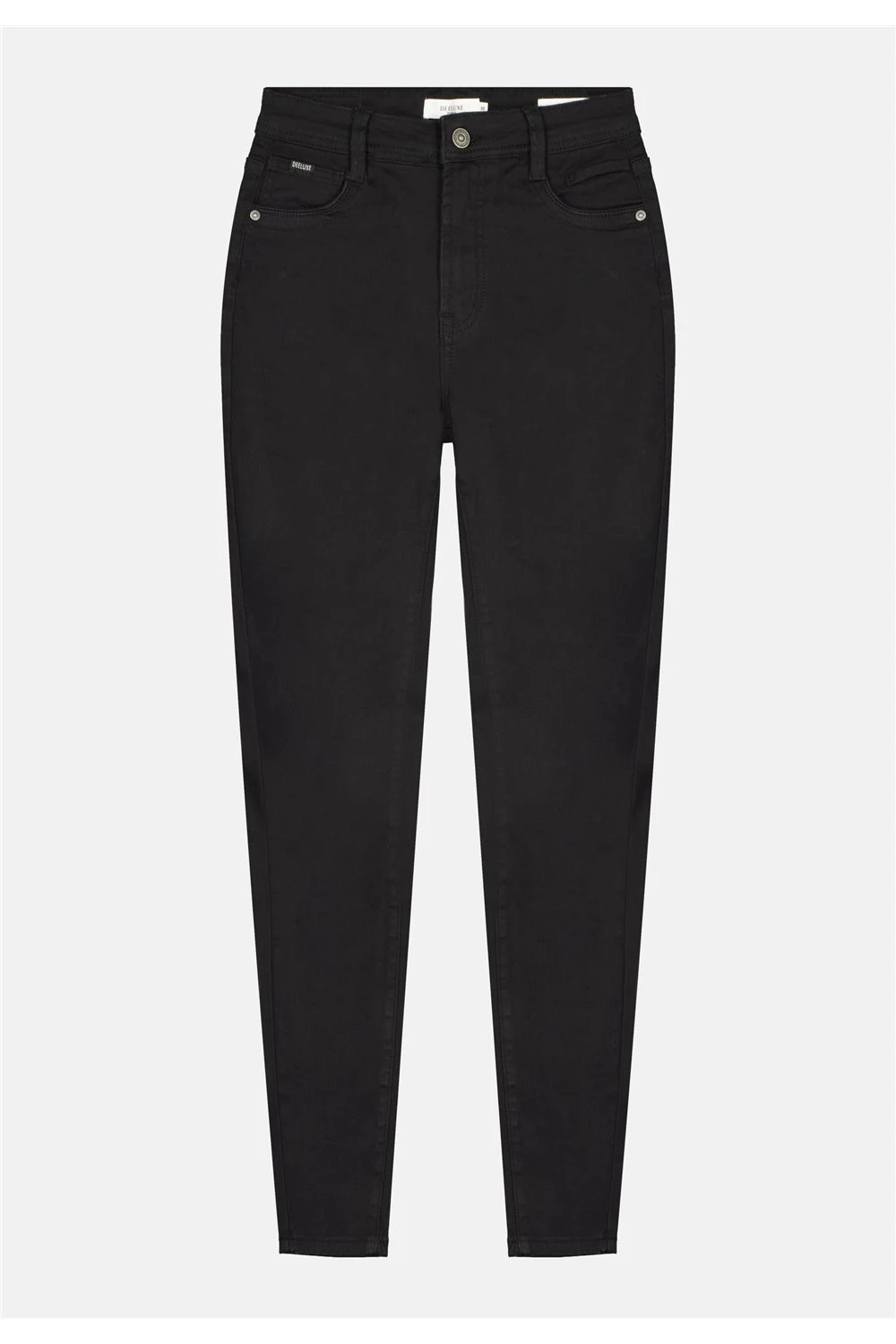 Ladies Basic Black Color Twill Pants Slim Fit Cotton and Elastane High Rise Women&prime; S Trousers