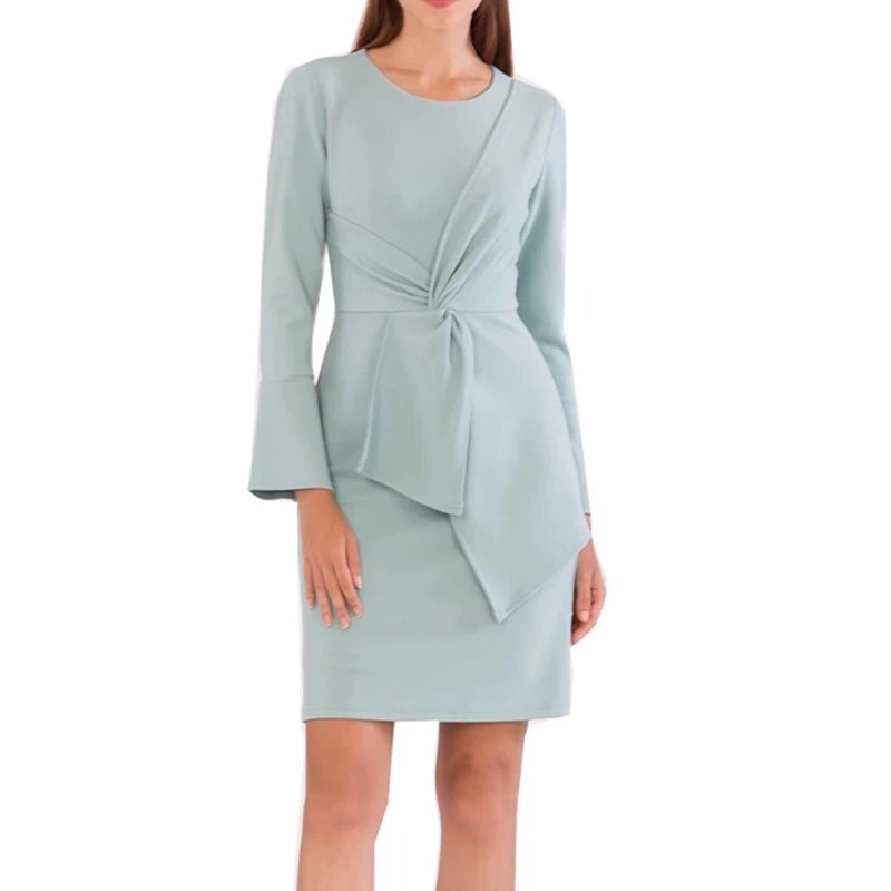 Fashionable Elegant Women Formal Spring Clothing Office Lady Sexy Long Sleeve Mini Party Dress