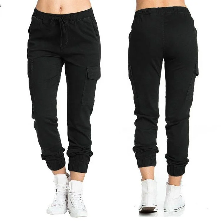 2022 Ladies Pants Cargo Pants Casual Elastic Waist String Side Pocket Women &prime; S Trousers